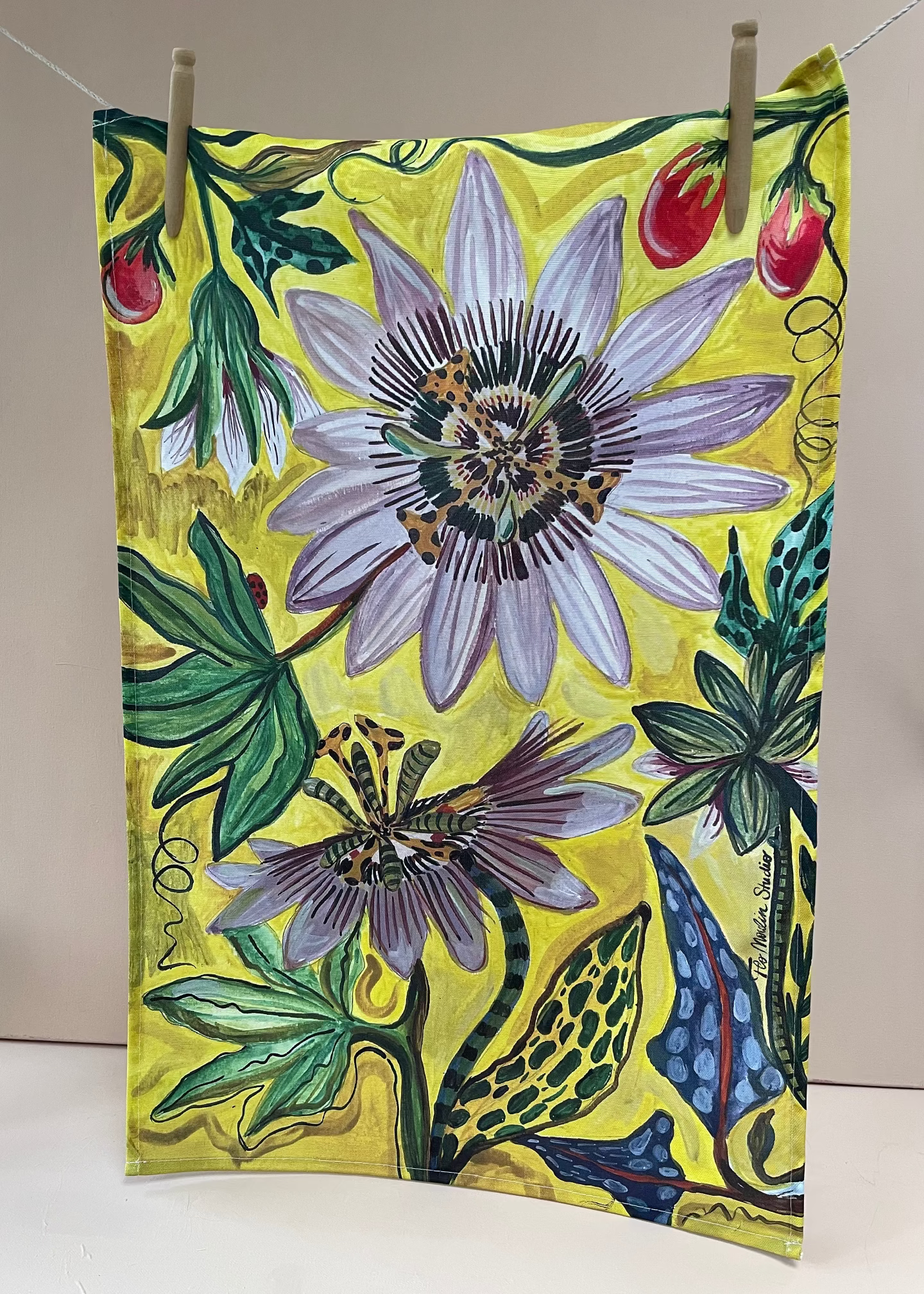 Pasionaria Yellow Tea Towel